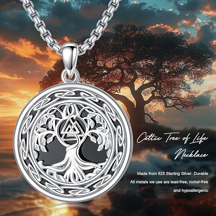 Taioiat viking Pendant Necklace for Men Nordic Celtic 925 Sterling Silver Vintage Mjolnir Jewelry Norse Vikings Gift for Women