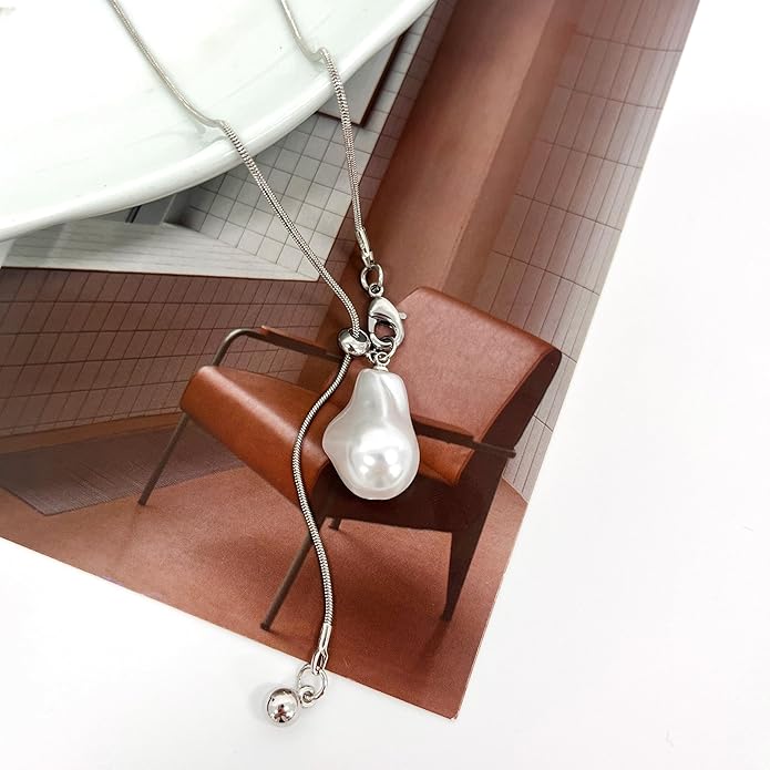 Irregular Y2k Long Y-shaped Necklace with Zircon Inlaid Sparkling Brick Tassel Pendant Double-Layer Chain High-end Fashion Accessory Women's