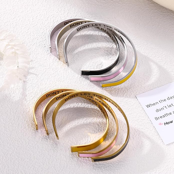 KHKINDPRO Dont Let The Hard Days Win Bracelet for Women Men, Handmade Braided Adjustable Wrap Stainless Steel To My Daughter/Best Friend Inspirational Gifts Ladies Jewelry