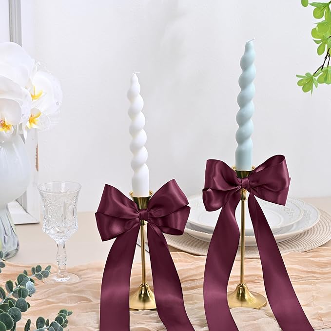 LEEQE Double Face Wine Red Satin Ribbon 1-1/2 inch X 50 Yards Polyester Wine Red Ribbon for Gift Wrapping Very Suitable for Weddings Party Hair Bow Invitation Decorations and More
