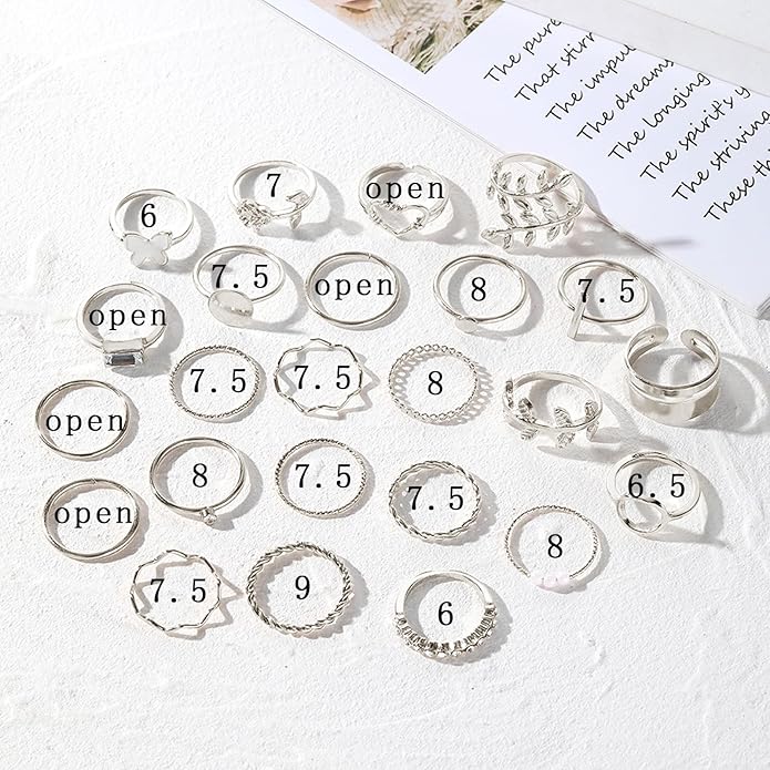 IFKM Gold Knuckle Rings Set For Women Vintage Stackable Joint Finger Midi Rings Dainty Cubic Zirconia Crystal Simple Twist Hollow Cute Rings Pack Jewelry Gift