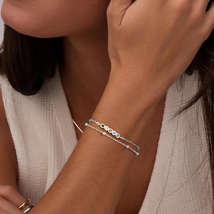 IEFWELL S925 Sterling Silver Bracelet for Women - Solid 14K-Real-Gold-Plated Satellite Bead Chain Bracelet, 6.5/7/7.5/8/8.5/9 Inches Sterling Silver Chain Bracelets, Jewelry Gifts for Women