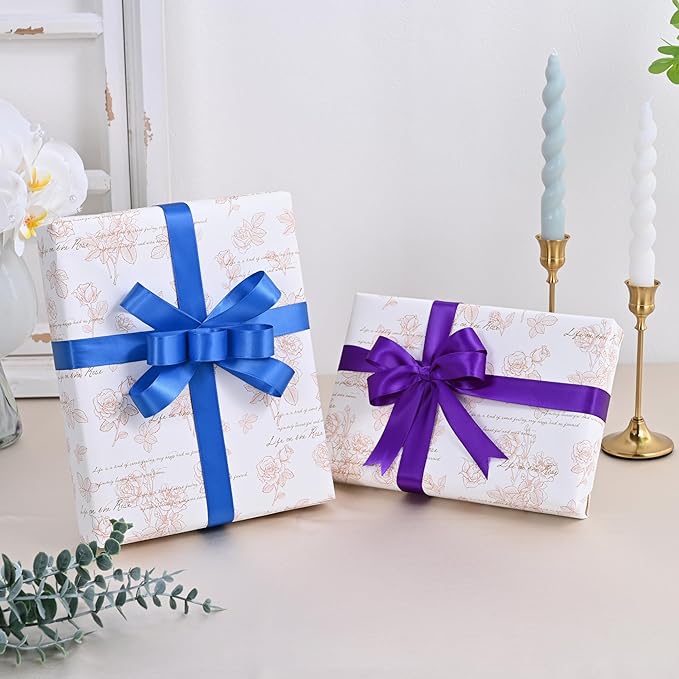LEEQE Royal Blue Satin Ribbon 1 inch X 50 Yards Polyester Ribbon for Gift Wrapping Very Suitable for Weddings Party Hair Bow Invitation Decorations and More