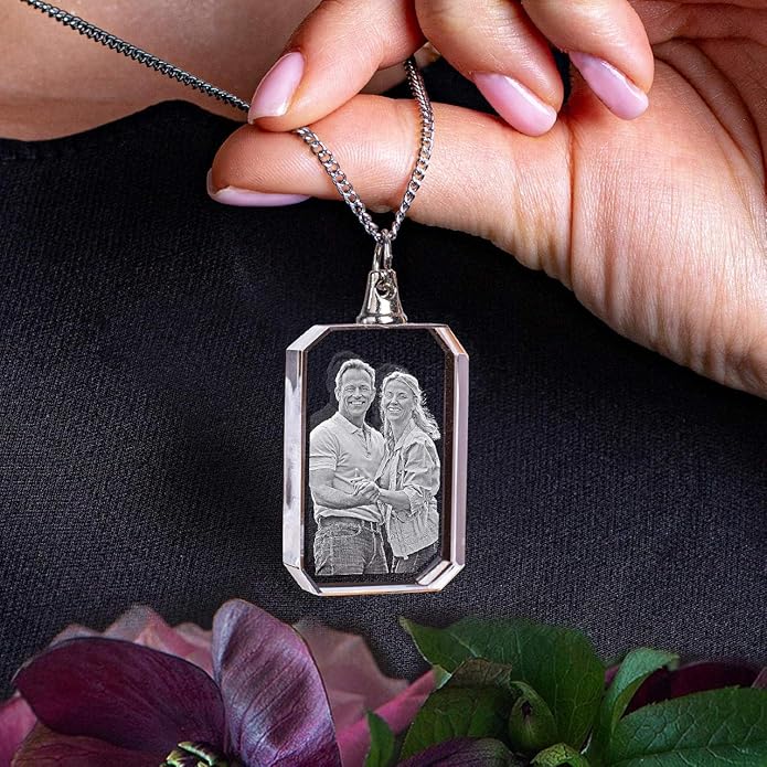 ArtPix 3D Crystal Photo Custom Necklace, Personalized Valentines Day Gift for Women, Men, Her, Him