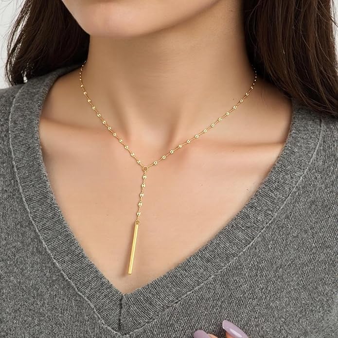 Irregular Y2k Long Y-shaped Necklace with Zircon Inlaid Sparkling Brick Tassel Pendant Double-Layer Chain High-end Fashion Accessory Women's