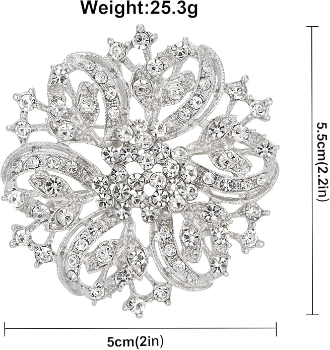 HAISWET Wedding Party Sprial Flower Crystal Rhinestone Brooch Pin for Women Jewelry