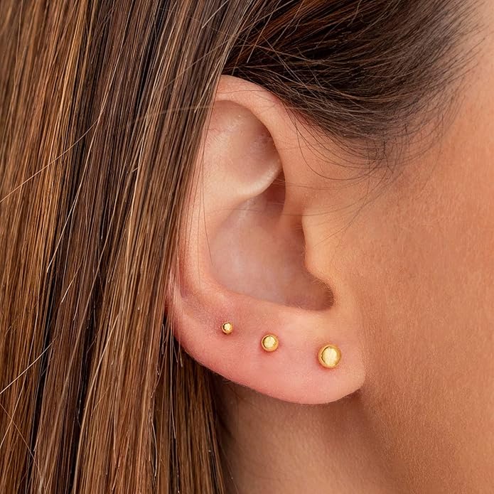 Stud Earrings for Women Hypoallergenic Sterling Silver Post Hoop and Studs Earrings Set for Multiple Piercing Small Ball Cubic Zirconia Earring Studs for Women Trendy Jewelry Gifts(6 Pairs)