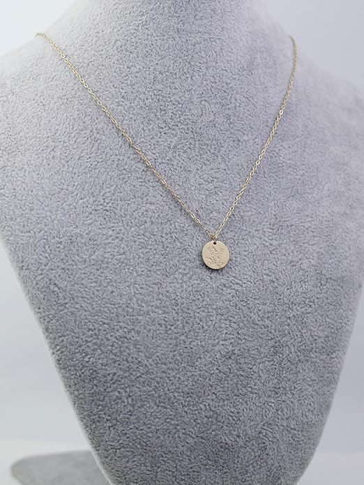 Birth Flower Necklace, 14K Gold Plated Floral Pendant Necklaces for Women, Simple Dainty Birth Month Flower Necklace, Birthday Jewelry for Women - 12 Month