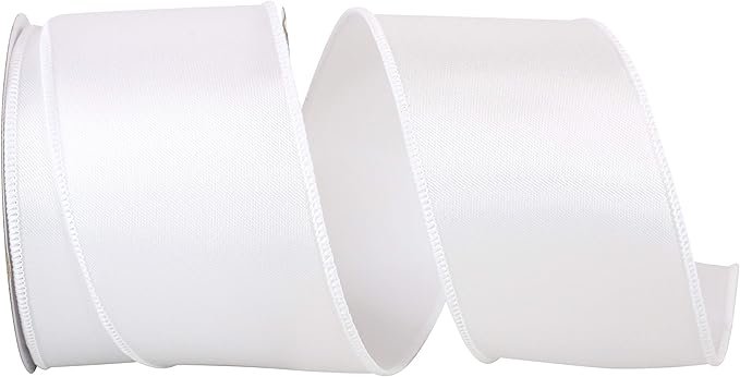 Reliant Ribbon 92575W-030-40F Satin Value Wired Edge Ribbon, 2-1/2 Inch X 10 Yards, White