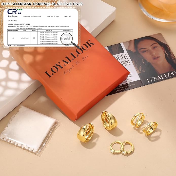 LOYALLOOK 3Pairs Gold Hoop Earrings Set for Women Trendy Huggie Hoop Earrings Stacks for Multiple Piercing 14K Gold Plated Chunky Hoop Earrings Set Hypoallergenic Cartilage Earring Lightweight