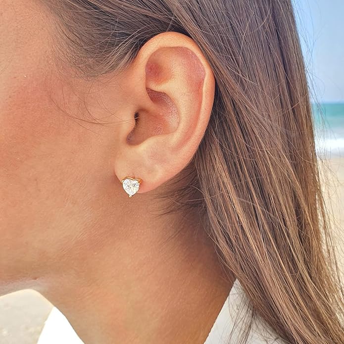 Stud Earrings for Women Hypoallergenic Sterling Silver Post Hoop and Studs Earrings Set for Multiple Piercing Small Ball Cubic Zirconia Earring Studs for Women Trendy Jewelry Gifts(6 Pairs)
