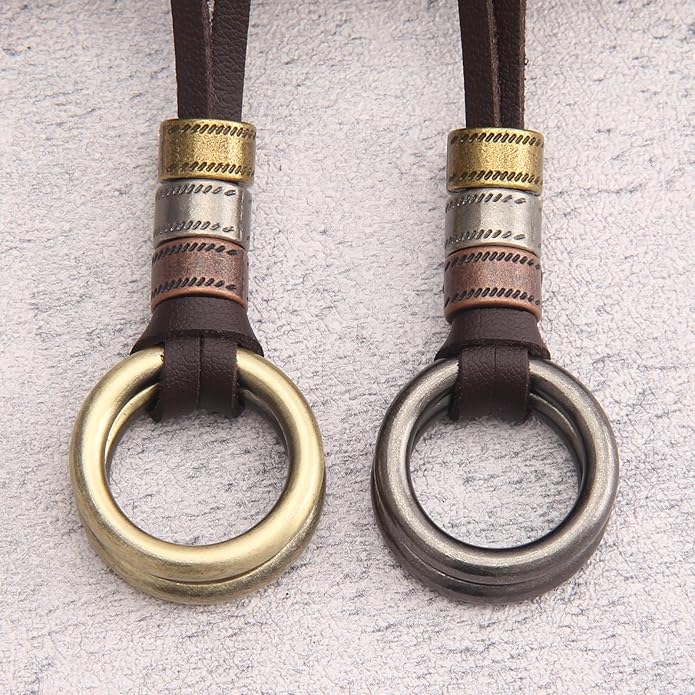 Long Boho Necklaces for Women Vintage Leather Wooden Pendant Y Choker Ethnic Style Gold Circle Hippie Sweater Necklace
