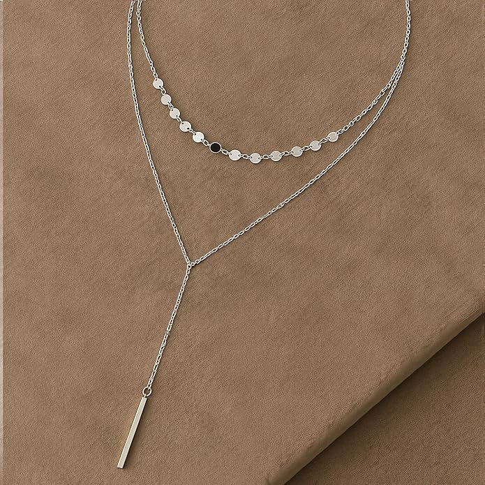 14K Gold Plated Y Necklace for Women – Dainty Lariat Long Pendant Chain, Layered Drop Necklace for V Neck Dress, Simple Sexy Cleavage Jewelry Gifts for Women