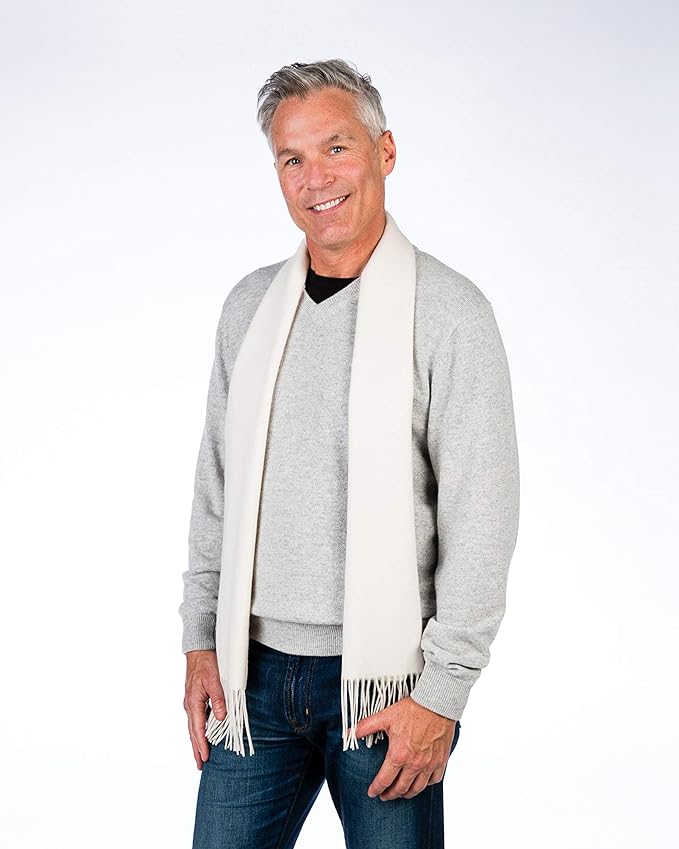 Alashan Cashmere Ultra-Fine Merino Wool and Cashmere Blend Woven Scarf -Luxe fabric-Lightweight- 72" x 12"