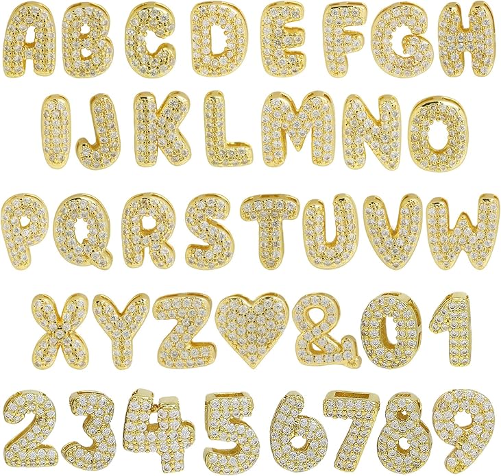 Custom Diamond Bubble 3D Letter Necklace Puffy Personalized Initial Charm with Zircon,18K Gold Plated Dainty Balloon Name Necklace for Women, Handmade Jewelry Gift for Her,Mother's Day