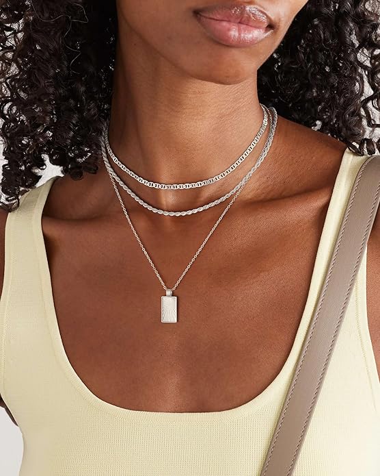 Layered Gold Silver Necklace for Women Non Tarnish,Dainty Choker Statement Chunky Necklace Stack Charm Pendant Chain Necklace Set 14K Gold Plated Long Stacked Womens Necklaces Trendy Jewelry Gift