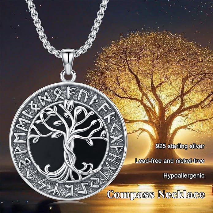 KoyeKei Viking Necklace for Men 925 Sterling Silver Viking Norse Pagan Jewelry Gifts for Women