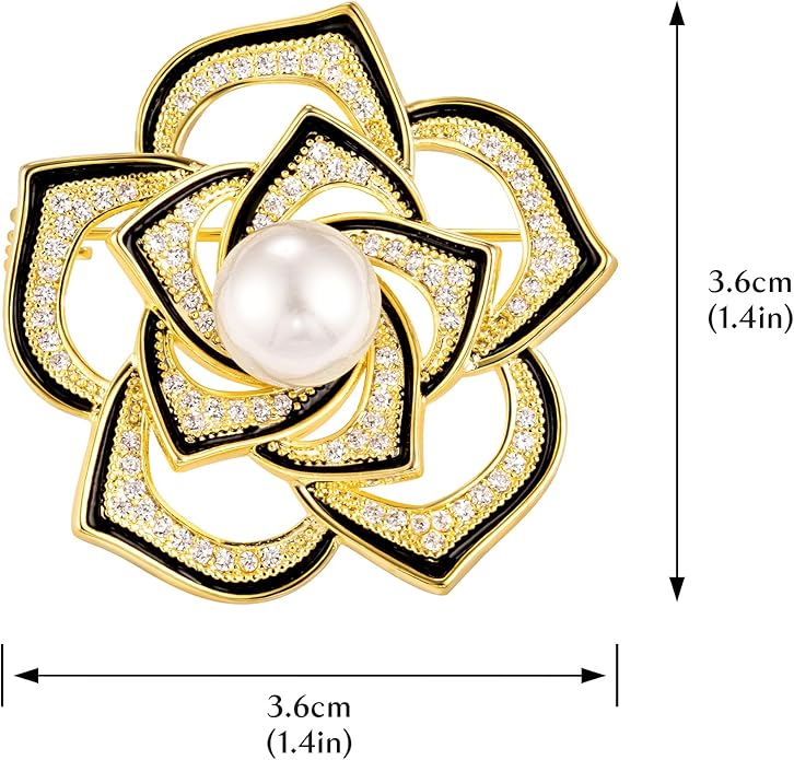 HAISWET Party Flower Elegant Zircon Cz Brooch Pins for Women Gold Color