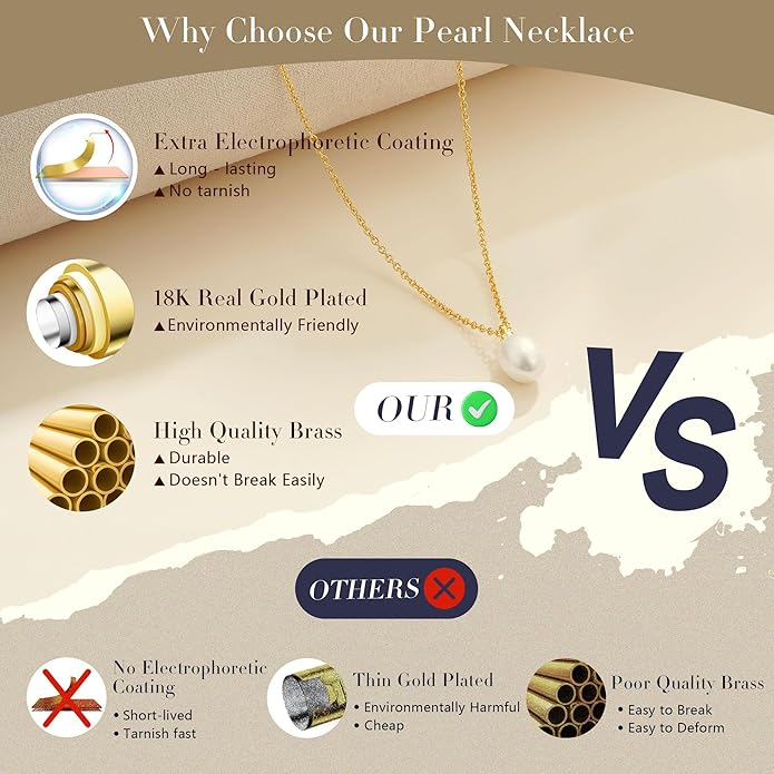 Pearl Necklaces for Women Trendy, 18K Gold/Silver Plated Layered Pearl Necklace Dainty Pearls Choker Necklace and Earring Set Simple Pearls Bracelets Wedding Prom Gold Jewelry for Women Gifts