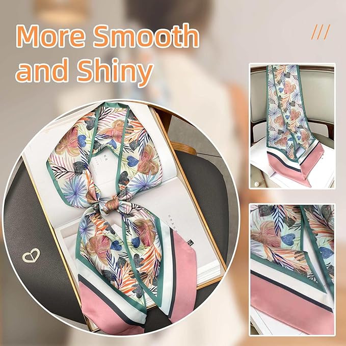 Dailyacc Hair Scarf for Women Fashion Silky Satin Headscarf Wrap Breathable Lightweight Neck Scarves For Handbag
