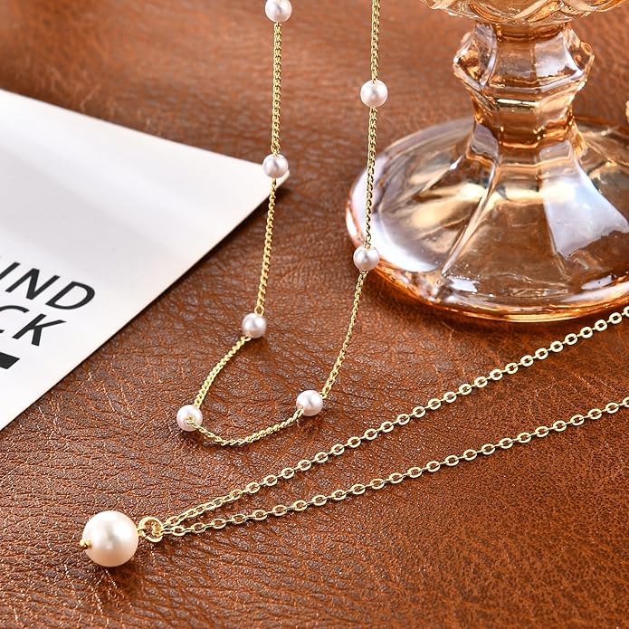 Gold Layered Necklaces for Women, 14K Gold Plated Dainty Necklace Set with Paperclip, Adjustable Trendy Gold Jewelry Stackable Gift