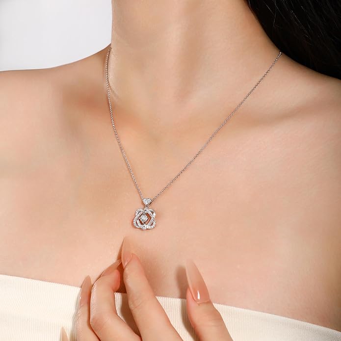 Sterling Silver Lab Grown Diamond Halo Pendant Necklace, Chain Included,ideal gift for anniversaries, birthdays, or any milestone celebration