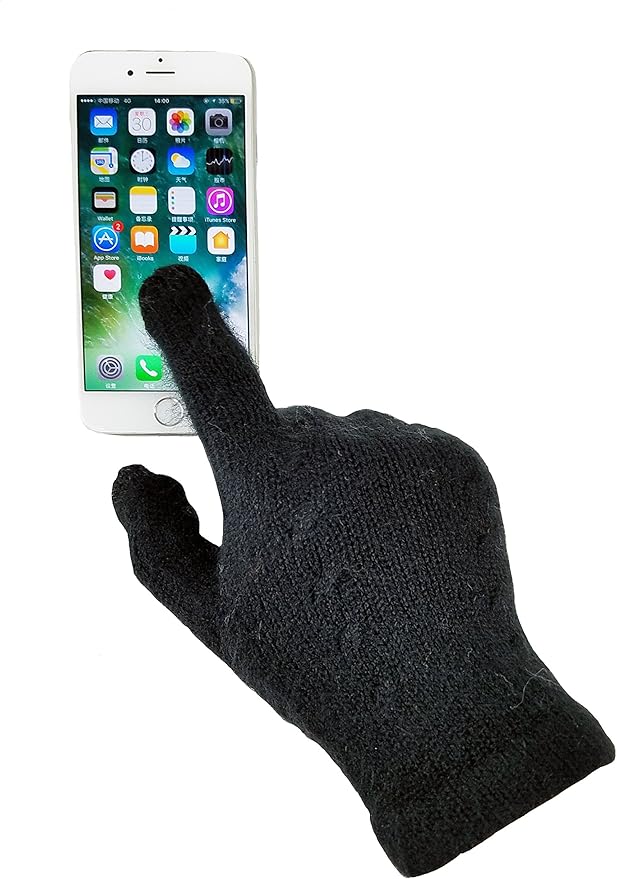 BRUCERIVER Women's Ultra Soft Knit Scarf & Glove Set Touchscreen Function Cable Design