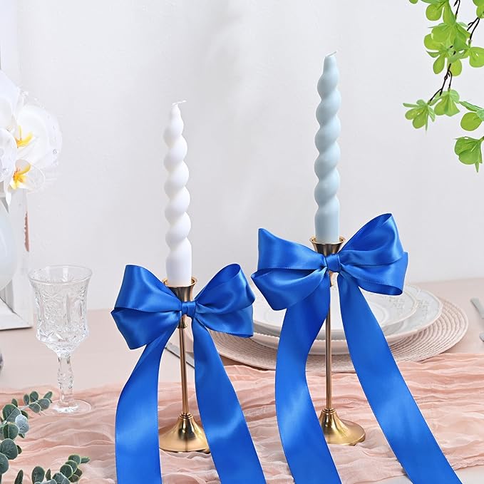 LEEQE Double Face Satin Ribbon 1-1/2 inch X 50 Yards Polyester Royal Blue Ribbon for Gift Wrapping Very Suitable for Weddings Party Hair Bow Invitation Decorations