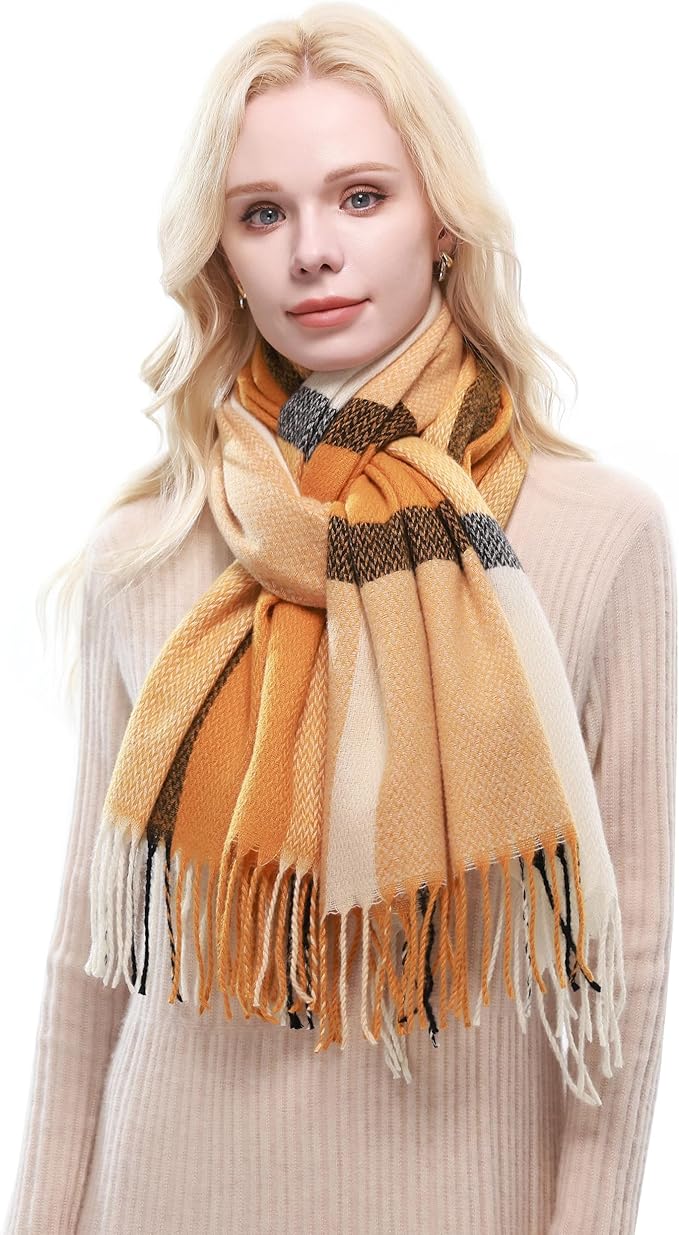 RIIQIICHY Plaid Scarf for Women Fall Winter Pashmina Scarves Wraps for Cold Weather Warm Large