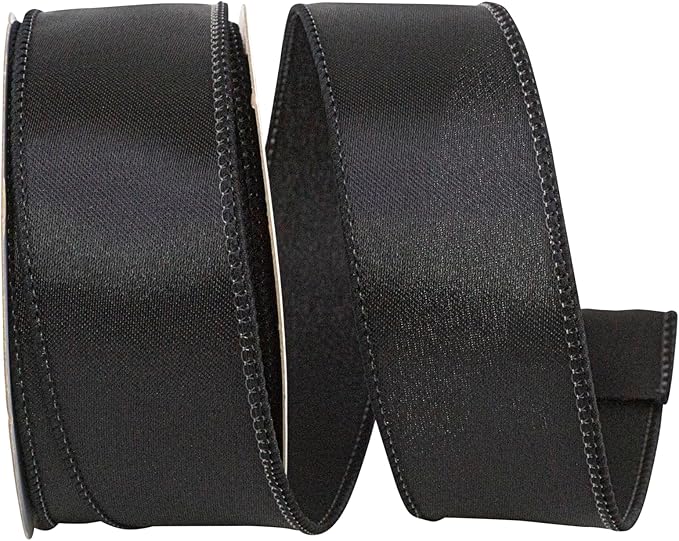 Reliant Ribbon 92575W-031-09F Satin Value Wired Edge Ribbon, 1-1/2 Inch X 10 Yards, Black
