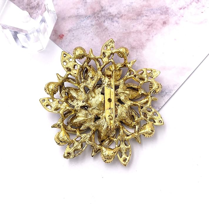 LAXPICOL Vintage Women's Austrian Crystal Elegant Flower Brooch Wedding Broach Pin