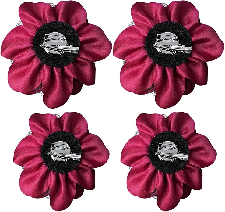 Women's Brooches 4pcs Rose Flower Hair Clip Flamenco Dancer Pin up Mexican Hair Flowers Clips Hairpin Brooch Tea Party Hats Headpieces