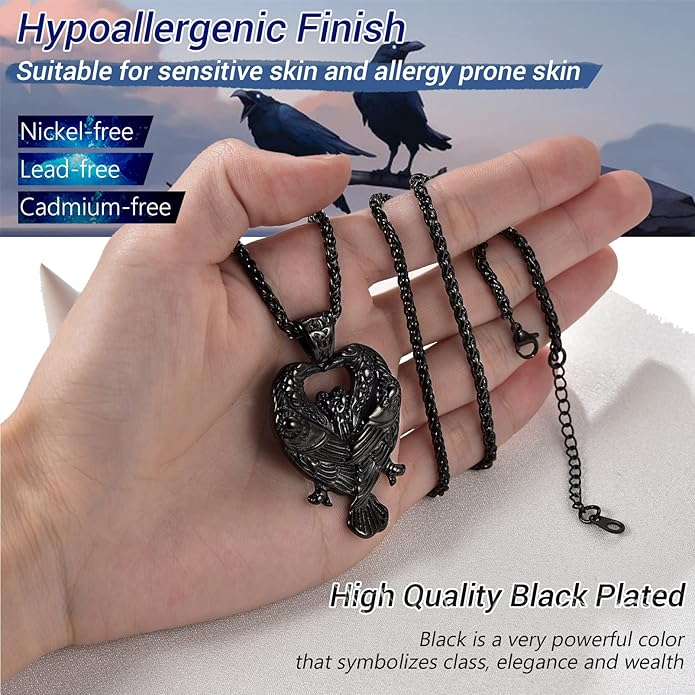 PROSTEEL Norse Viking Jewelry for Men Women, Vintage Thor Hammer/Thor Axe/Raven/Odin Necklace, 316L Stainless Steel Pendant Chain, Come with Box