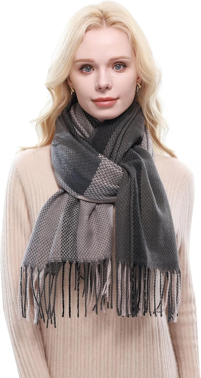 RIIQIICHY Plaid Scarf for Women Fall Winter Pashmina Scarves Wraps for Cold Weather Warm Large