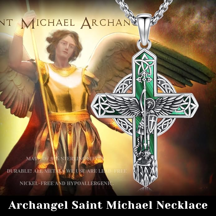 Midir&Etain Cross Necklace 925 Sterling Silver Celtic Christian Pendant Religious Protection Jewelry for Women Men