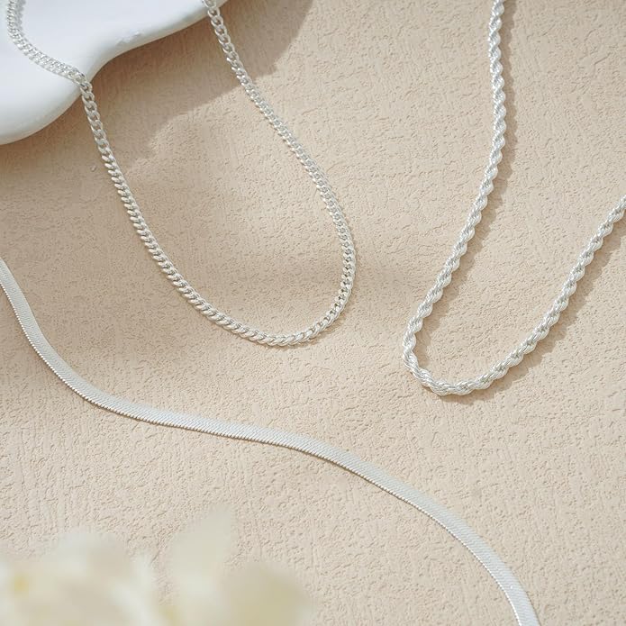 Layered Gold Necklace for Women Dainty 14K Gold/Silver Plated Stacked Necklace for Women Trendy Cuban Paperclip Herringbone Chain Diamond Pendant Necklaces Jewelry Set Accessories Gift