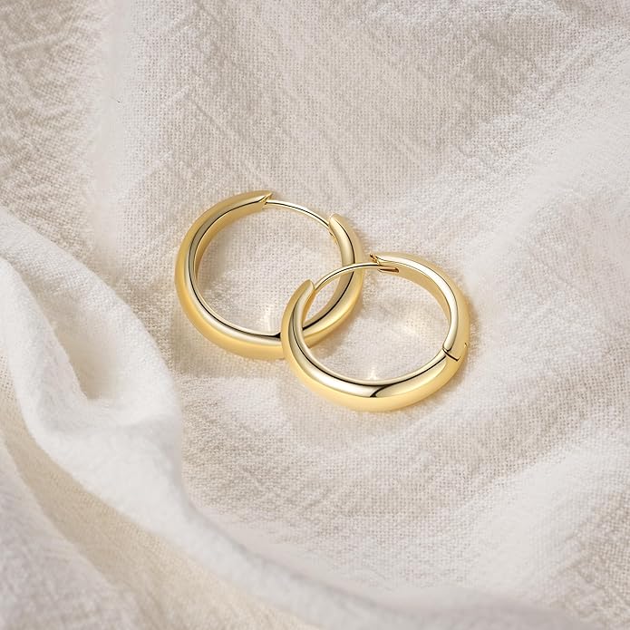 Gold Hoop Earrings for Women 14K Gold Earrings for Women Design Hypoallergenic Lightweight Gold Hoop Earrings Hoops 13 MM/18 MM/22 MM
