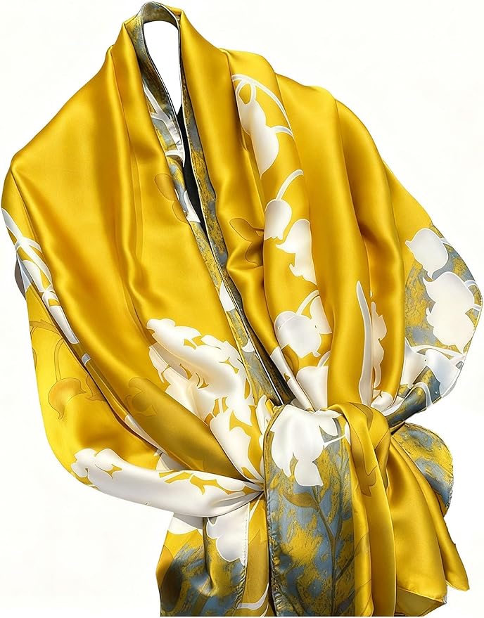 Clysoru Silk Scarf For Women Hair Scarves Lightweight Satin Elegant Shawl Wraps Bufanda Mujer Fashion Accessories 70.8"X35.4"