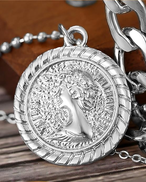 MJartoria Layered Necklaces for Women Trendy Retro Coin Pendant Necklace Dainty Chunky Chain Choker Necklaces for Jewelry Birthday Gifts