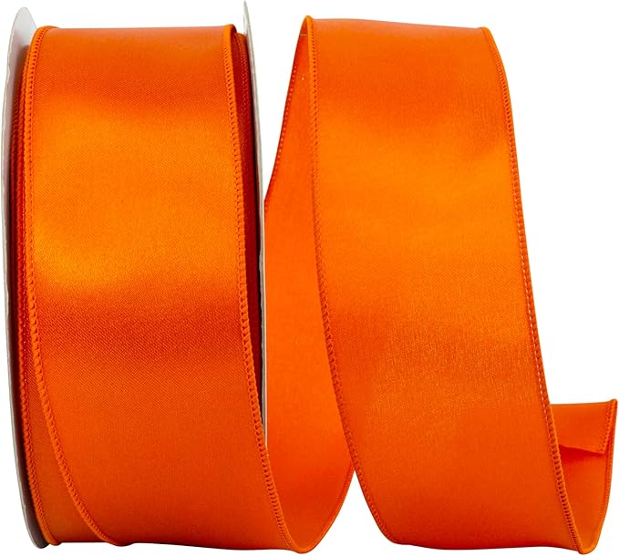 Reliant Ribbon 92575W-058-40K Satin Value Wired Edge Ribbon, 2-1/2 Inch X 50 Yards, Orange