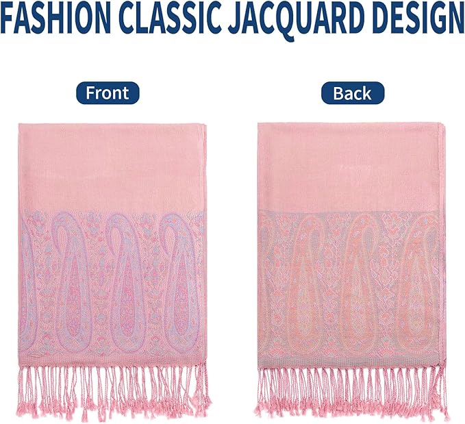 QIUTIMIY Paisley Pashmina Shawl Wrap Women Reversible Vintage Jacquard Pashmina Rave Scarf with Fringe for Evening, Wedding