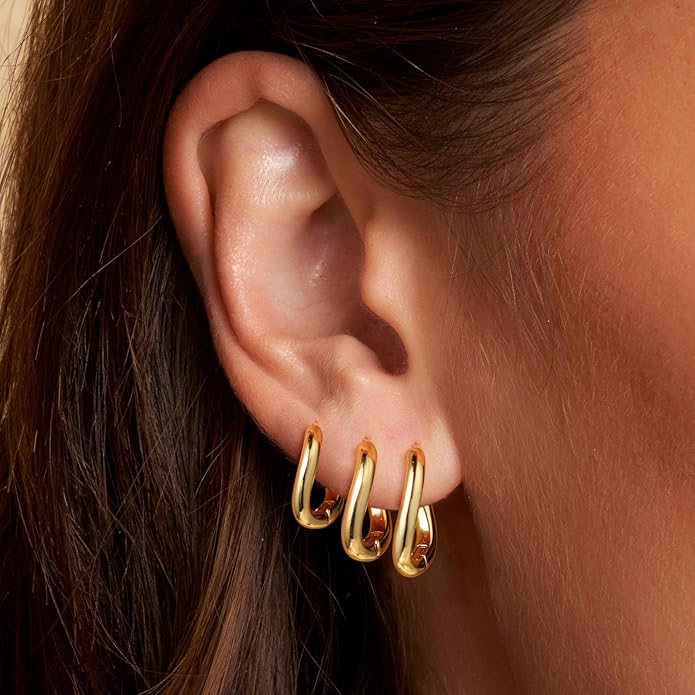 Hoop Earrings for Women 14K Gold Plated/Silver Hoops Simple Knot Huggie Small Hoop Earrings Set Trendy Hoops Everyday Wear Earrings for Women Jewelry