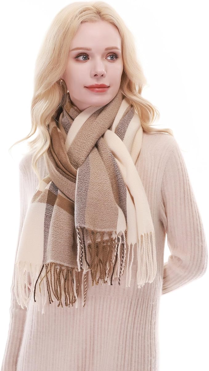 RIIQIICHY Plaid Scarf for Women Fall Winter Pashmina Scarves Wraps for Cold Weather Warm Large