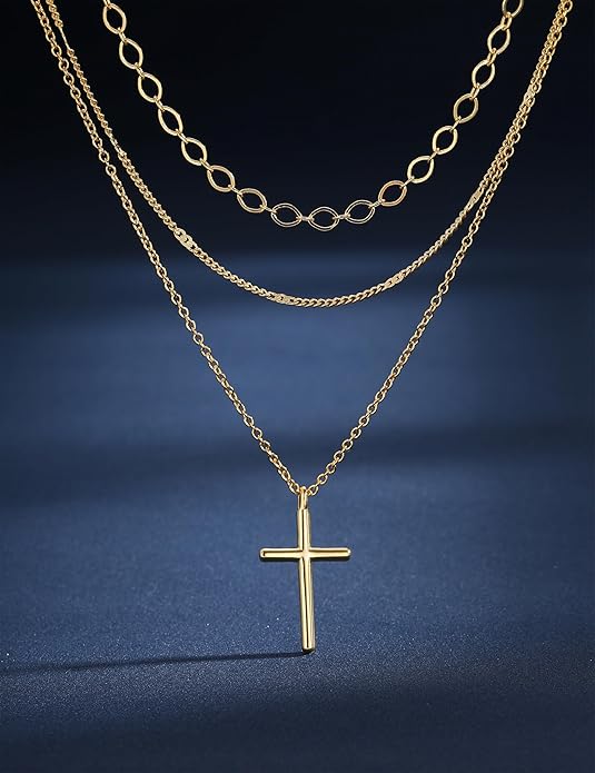 Besteel 3Pcs Dainty Layered Necklaces for Women - Paperclip Choker Necklace Stacks Set Trendy Simple Layering Chain Pendant Jewelry Non Tarnish Gifts