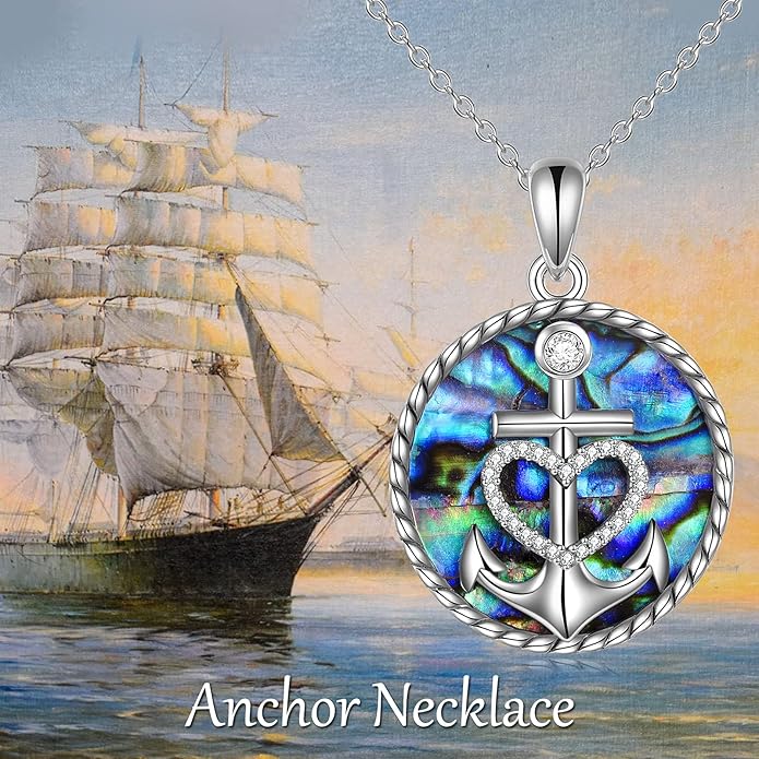 SHEAISRS Moon Sun Star Necklace 925 Sterling Silver Abalone Shell Celestial Jewelry Gift for Women