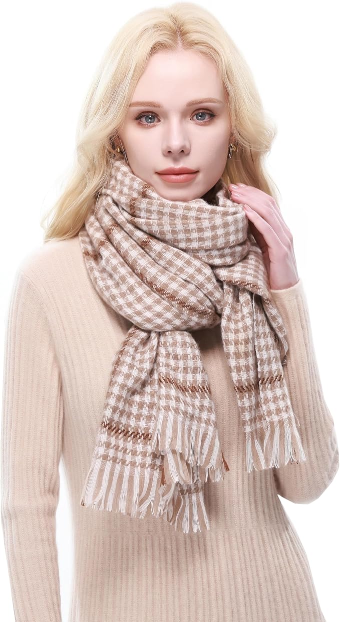 RIIQIICHY Plaid Scarf for Women Fall Winter Pashmina Scarves Wraps for Cold Weather Warm Large