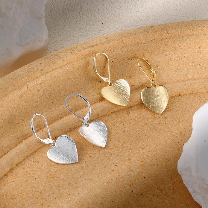 14K Gold Dangle Earrings for Women,Lightweight Circle Disc Coin Geometric Flat Brushed Drop Earrings, Hypoallergenic Leverback Earrings S925 Jewelry