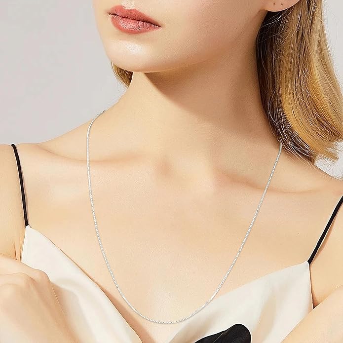 Gacimy 925 Sterling Silver Box Chain Necklace for Women, 0.8MM 1.0MM 1.2MM 1.5MM 1.7MM 2.0MM Width
