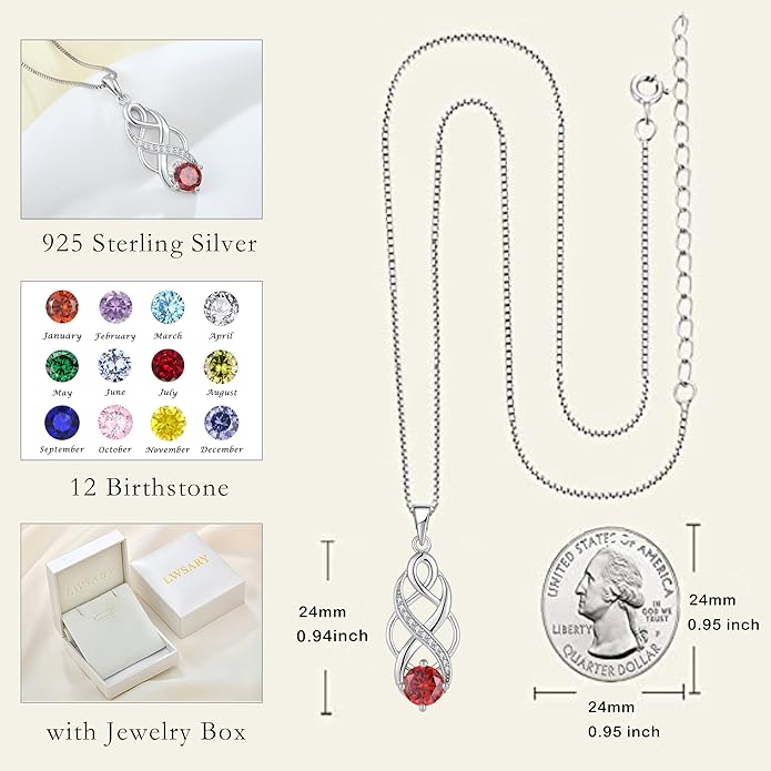 Infinity Celtic Knot Necklace 925 Sterling Silver Irish Pendant Birthstone Jewelry for Women
