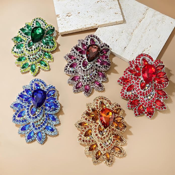 YOQUCOL Cubic Zirconia Big Brooch Pin for Women Badge Flower Lapel Large Pin Scarves Shawl Clip Clothes Decoration